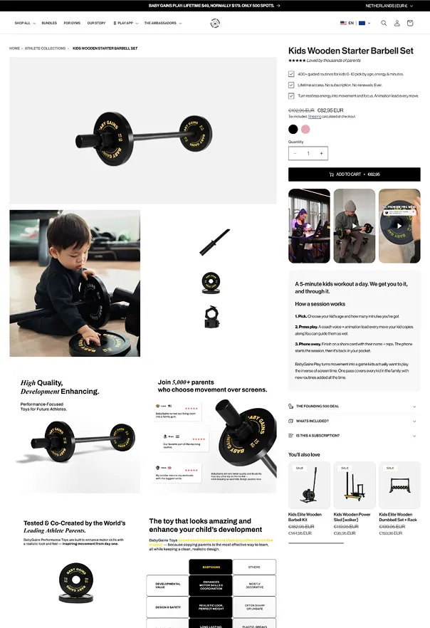 Baby Gains Shopify Custom Product Details Page